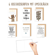 Laden Sie das Bild in den Galerie-Viewer, Edition Seidel Set 6 Glückwunschkarten zum Abschied mit Umschlag (35742)
