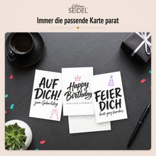 Laden Sie das Bild in den Galerie-Viewer, Edition Seidel Set 11 Geburtstagskarten mit Umschlag. Glückwunschkarten Doppelkarten Klappkarten Kartenset Lettering schwarz weiß modern minimalistisch Happy Birthday Alles Gute Mann Frau (SW026)(37281)
