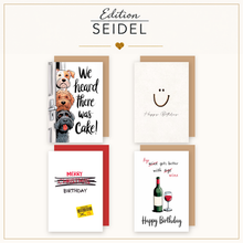 Laden Sie das Bild in den Galerie-Viewer, Edition Seidel Set 12 Geburtstagskarten mit Umschlag. Glückwunschkarten Doppelkarten Klappkarten Kartenset Happy Birthday lustige Sprüche Aperol Wein Bier Tiere Mann Frau (SW026) (36701)
