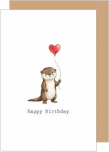 Laden Sie das Bild in den Galerie-Viewer, Edition Seidel Premium Glückwunschkarte zum Geburtstag mit Umschlag. Geburtstagskarte Grußkarte Karte Klappkarte Spruch Happy Birthday Mann Frau Kinder Otter süß Liebe Herz (G4398 SW026)
