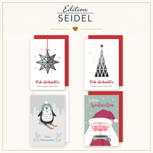 Laden Sie das Bild in den Galerie-Viewer, Edition Seidel Set 12 Weihnachtskarten mit Umschlag. Grußkarten Doppelkarten Klappkarten Kartenset Frohe Weihnachten modern skandinavisch Tannenbaum Fuchs Weihnachtsgrüße (SW026) (36702)
