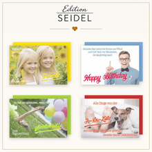 Laden Sie das Bild in den Galerie-Viewer, Edition Seidel Set 12 Geburtstagskarten mit Umschlag. Glückwunschkarten Doppelkarten Klappkarten Kartenset Sprüche lustig Motivation Familie Mann Frau (SW026) (36700)
