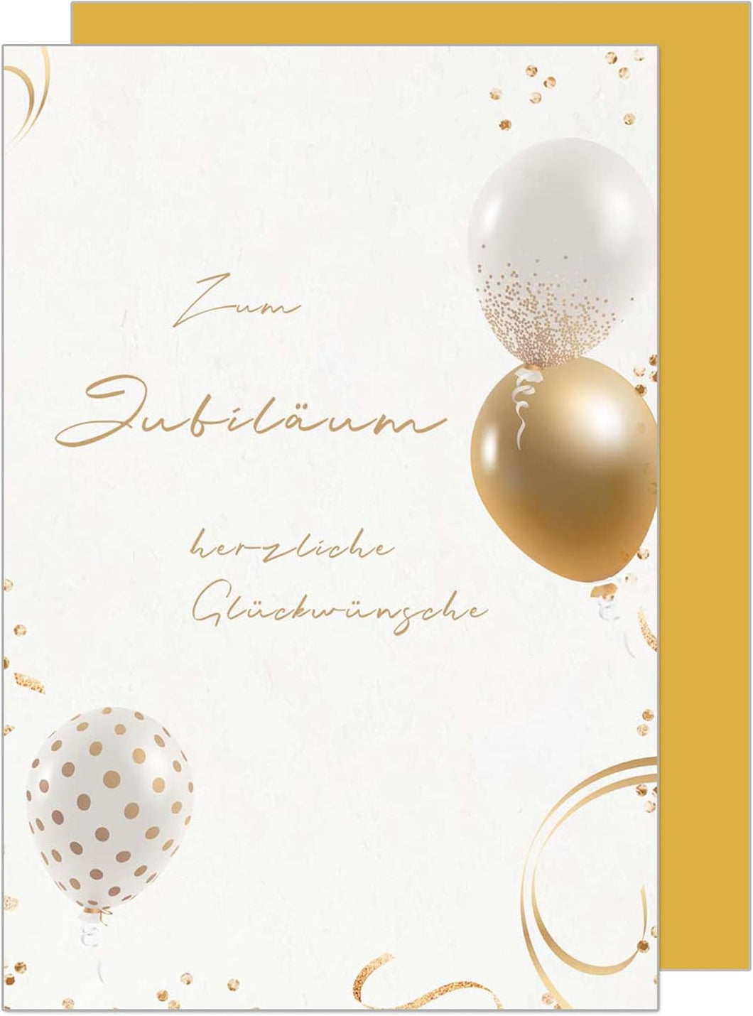 Edition Seidel Premium Glückwunschkarte zum Jubiläum mit Umschlag. Jubiläumskarte Ehrentag Grusskarte Billet Mann Frau Feier Firma Ballons Gold (J132 SW024)