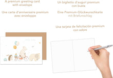 Laden Sie das Bild in den Galerie-Viewer, Edition Seidel Premium Glückwunschkarte zur Geburt mit Umschlag. Karte Babykarte Ereigniskarte Grusskarte Billet Hello Baby Tiere Ereignis Junge Mädchen (E278 SW024)
