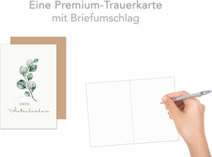 Edition Seidel Premium Trauerkarte mit Umschlag. Beileidskarte Trauer Karte Aufrichtige Anteilnahme letzter Gruß Mitgefühl Eukalyptus Zweig Aquarell (T1176 SW024)