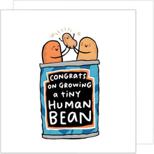 Laden Sie das Bild in den Galerie-Viewer, Edition Seidel Premium quadratische Glückwunschkarte zur Geburt mit Umschlag. Karte Grußkarte Babykarte Billet Hello Baby Kind Junge Mädchen Human Bean lustig Humor (EQ115 SW024)
