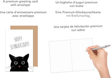 Laden Sie das Bild in den Galerie-Viewer, Edition Seidel Premium Geburtstagskarte mit Umschlag. Glückwunschkarte Grußkarte Karte Geburtstag Happy Birthday Mann Frau Teenager Katze (G3632 SW024)
