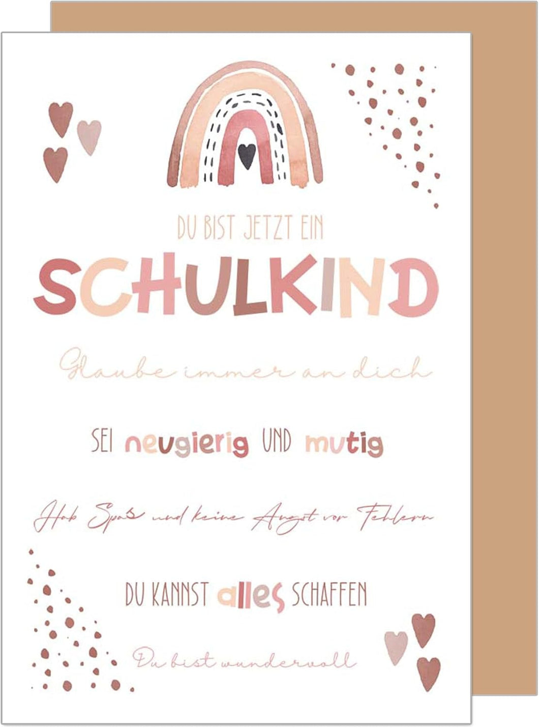 Edition Seidel Premium Glückwunschkarte zur Einschulung mit Umschlag. Einschulungskarte mit Spruch Karte Grußkarte für Schulkind Mädchen rosa Schulstart 1. Klasse Motivation (ES155 SW025)