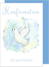 Laden Sie das Bild in den Galerie-Viewer, Edition Seidel Premium Glückwunschkarte zur Konfirmation mit Umschlag. Konfirmationskarte Karte mit Spruch Grusskarte Taube Vogel Junge Mädchen (KF318 SW024)
