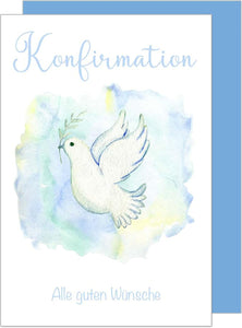 Edition Seidel Premium Glückwunschkarte zur Konfirmation mit Umschlag. Konfirmationskarte Karte mit Spruch Grusskarte Taube Vogel Junge Mädchen (KF318 SW024)