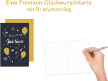 Laden Sie das Bild in den Galerie-Viewer, Edition Seidel Premium Glückwunschkarte zum Jubiläum mit Umschlag. Jubiläumskarte Ehrentag Grusskarte Billet Mann Frau Feier Firma (J129 SW024)
