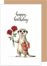 Laden Sie das Bild in den Galerie-Viewer, Edition Seidel Premium Glückwunschkarte zum Geburtstag mit Umschlag. Grußkarte Karte Geburtstagkarte Englisch für Mann Frau Kind Erdmännchen Rosen Geschenk (G3891 SW026)
