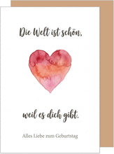 Laden Sie das Bild in den Galerie-Viewer, Edition Seidel Premium Glückwunschkarte zum Geburtstag mit Umschlag. Geburtstagskarte Grußkarte Karte Klappkarte Spruch Alles Liebe Mann Frau Freunde Herz Lieblingsmensch Wertschätzung (G4575 LBW26)
