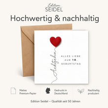 Laden Sie das Bild in den Galerie-Viewer, Edition Seidel Premium quadratische Glückwunschkarte zum 18. Geburtstag mit Umschlag. Grußkarte Karte Spruch Alles Gute für Frau Mann Teenager volljährig achtzehn lustig elegant (GQ920 SW026)
