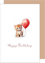 Laden Sie das Bild in den Galerie-Viewer, Edition Seidel Premium Geburtstagskarte mit Umschlag aus Kraftpapier. Glückwunschkarte Happy Birthday Billet Karte für Frau Mann Mädchen Jungen Kind Tier Katze Kitten Luftballon (G3542 SW024)
