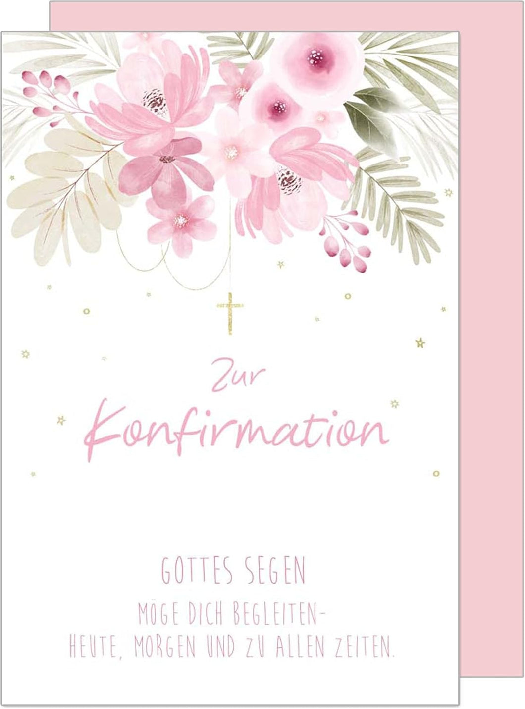 Edition Seidel Premium Glückwunschkarte zur Konfirmation mit Umschlag. Konfirmationskarte Karte mit Spruch Grusskarte Kreuz Blumen Junge Mädchen (KF317 SW024)