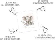 Laden Sie das Bild in den Galerie-Viewer, Edition Seidel Premium quadratische Glückwunschkarte zur Geburt mit Umschlag. Karte Grußkarte Babykarte Billet Hello little one Baby Kind Junge Mädchen Elefant (EQ107 SW024)
