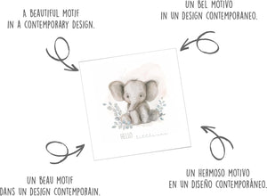 Edition Seidel Premium quadratische Glückwunschkarte zur Geburt mit Umschlag. Karte Grußkarte Babykarte Billet Hello little one Baby Kind Junge Mädchen Elefant (EQ107 SW024)