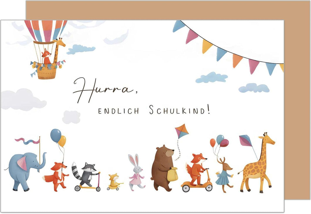 Edition Seidel Premium Glückwunschkarte zur Einschulung mit Umschlag. Einschulungskarte mit Spruch Karte Grußkarte für Schulkind Mädchen Junge Schulanfang 1. Klasse (ES149 SW024)