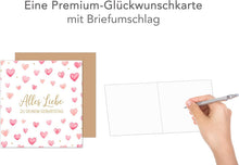 Laden Sie das Bild in den Galerie-Viewer, Edition Seidel Premium quadratische Geburtstagskarte mit Umschlag. Glückwunschkarte Alles Liebe Geburtstag Karte für Mann Frau Freund Freundin Herzen (GQ502 SW025)

