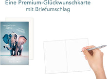 Laden Sie das Bild in den Galerie-Viewer, Edition Seidel Premium Glückwunschkarte zum Ruhestand mit Umschlag. Grußkarte Billet Karte mit Spruch für Frau Mann Kollegin Kollege Pension Abschied Rente Elefant (R144 SW025)
