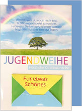 Laden Sie das Bild in den Galerie-Viewer, Edition Seidel Premium Glückwunschkarte Geldscheinkarte zur Jugendweihe mit Umschlag. Grusskarte Karte Judendweihekarte Junge Mädchen Spruch Himmel (GS-JW103 SW022)
