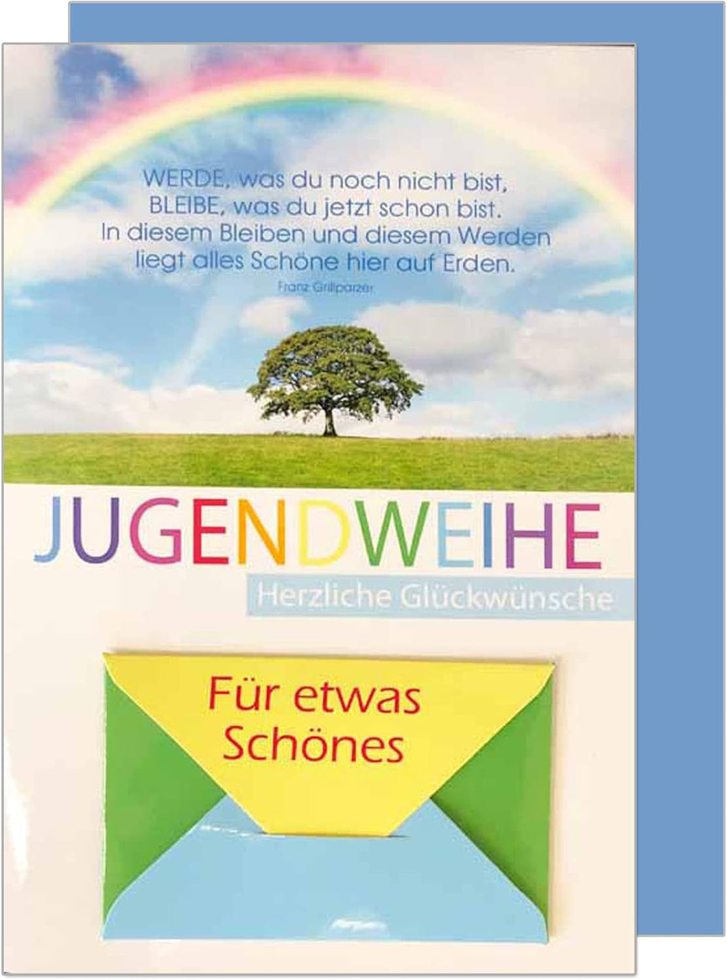 Edition Seidel Premium Glückwunschkarte Geldscheinkarte zur Jugendweihe mit Umschlag. Grusskarte Karte Judendweihekarte Junge Mädchen Spruch Himmel (GS-JW103 SW022)