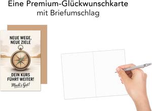 Edition Seidel Premium Glückwunschkarte zum Abschied mit Umschlag. Abschiedskarte mit Spruch. Kompass (AS157 SW025)