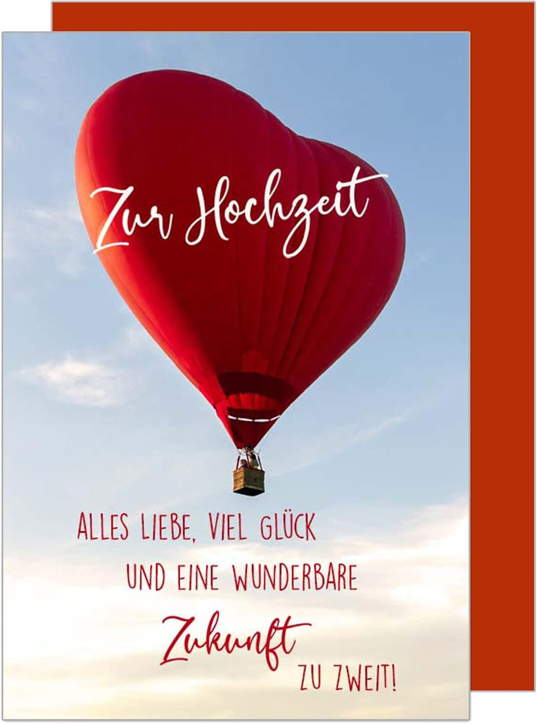 Premium Glückwunschkarte zur Hochzeit mit Umschlag. Hochzeitskarte Herzballon Himmel (H457 SW023)