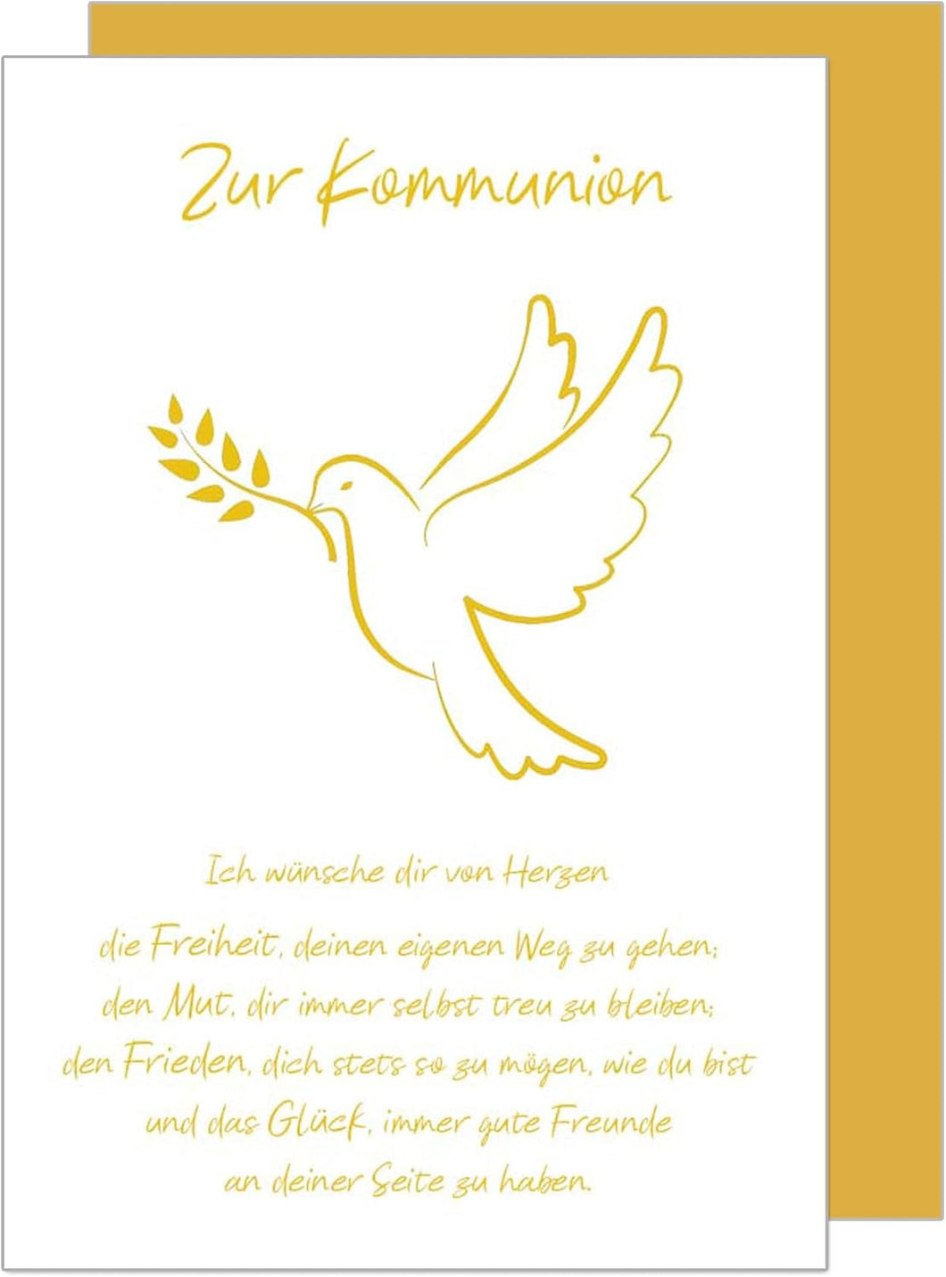 Edition Seidel Premium Glückwunschkarte zur Kommunion mit Umschlag. Kommunionskarte Karte mit Spruch Grusskarte Taube Vogel Junge Mädchen (KO288 SW024)