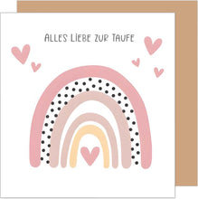 Laden Sie das Bild in den Galerie-Viewer, Edition Seidel Premium quadratische Glückwunschkarte zur Taufe mit Umschlag. Taufkarte Grußkarte Karte Regenbogen Taufkind Junge Mädchen Kinder (ETQ112 SW025)
