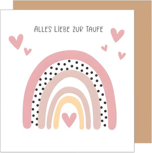 Edition Seidel Premium quadratische Glückwunschkarte zur Taufe mit Umschlag. Taufkarte Grußkarte Karte Regenbogen Taufkind Junge Mädchen Kinder (ETQ112 SW025)