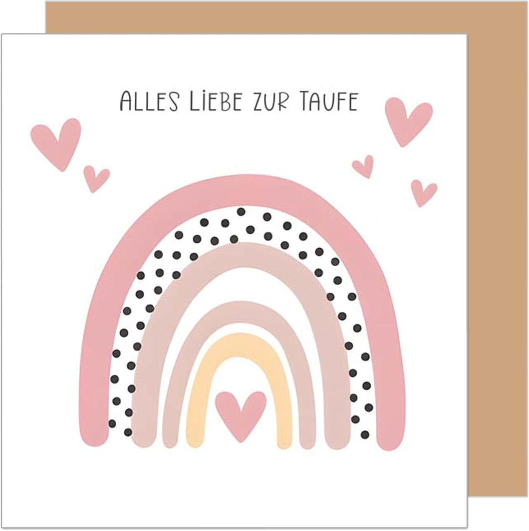 Edition Seidel Premium quadratische Glückwunschkarte zur Taufe mit Umschlag. Taufkarte Grußkarte Karte Regenbogen Taufkind Junge Mädchen Kinder (ETQ112 SW025)