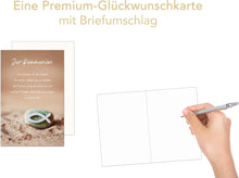 Laden Sie das Bild in den Galerie-Viewer, Edition Seidel Premium Glückwunschkarte zur Kommunion mit Umschlag. Kommunionskarte Karte mit Spruch Grusskarte Stein Fisch Sand Junge Mädchen (KO289 SW024)
