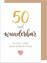 Laden Sie das Bild in den Galerie-Viewer, Edition Seidel Premium Glückwunschkarte zum 50. Geburtstag mit Umschlag. Geburtstagskarte Grußkarte Karte Klappkarte Spruch Alles Liebe Frau Mann Freunde Zuneigung Herz wunderbar edel (G4506 SW026)
