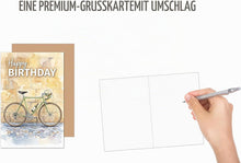 Laden Sie das Bild in den Galerie-Viewer, Edition Seidel Premium Glückwunschkarte zum Geburtstag mit Umschlag. Geburtstagskarte Grußkarte Karte Klappkarte Spruch Englisch Happy Birthday Mann Freunde cool Vintage Rennrad (G4387 SW026)
