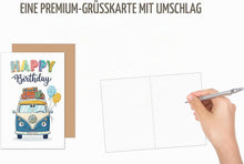 Laden Sie das Bild in den Galerie-Viewer, Edition Seidel Premium Glückwunschkarte zum Geburtstag mit Umschlag. Grußkarte Karte Geburtstagskarte Spruch Englisch Bus Luftballons für Mann Frau Freund Freundin (G4066 SW126)
