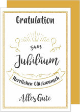 Laden Sie das Bild in den Galerie-Viewer, Edition Seidel Premium Glückwunschkarte zum Jubiläum mit Umschlag. Karte zum Jubiläum mit Spruch. Jubiläumskarte Grusskarte Gratulation Billet Mann Frau (J118 SW023)
