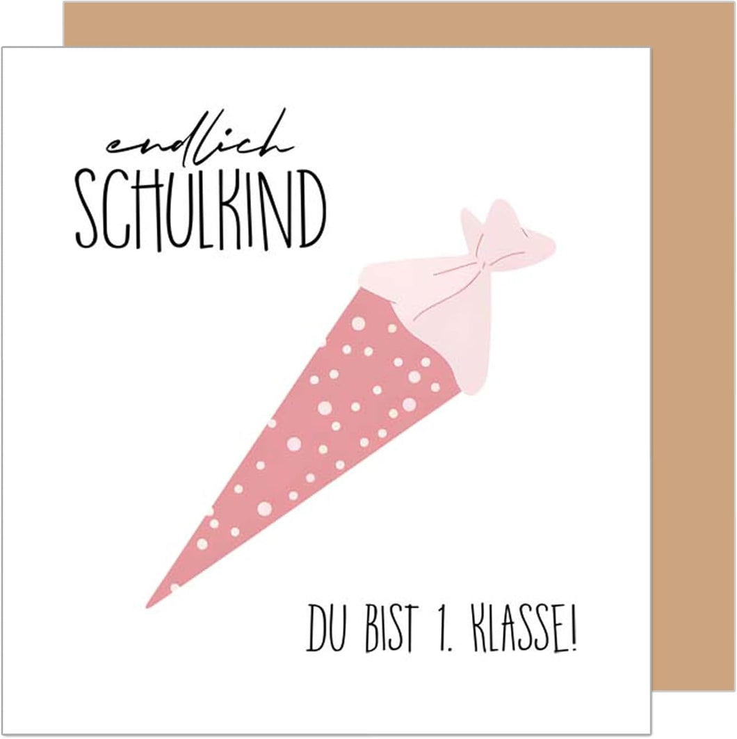 Edition Seidel Premium quadratische Glückwunschkarte zur Einschulung mit Umschlag. Einschulungskarte mit Spruch zum Schulanfang Karte Grußkarte für Schulkind Mädchen Schultüte 1. Klasse (ESQ104 SW025)