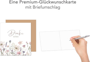 Edition Seidel Premium Glückwunschkarte mit Umschlag. Dankeskarte Karte Grußkarte Danke Danksagung Dankeschön Dankbarkeit Mann Frau Freund Freundin Blumen von Herzen (DQ107 SW025)