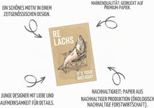Laden Sie das Bild in den Galerie-Viewer, Edition Seidel Premium Glückwunschkarte zum Geburtstag mit Umschlag. Geburtstagskarte Grußkarte Karte Klappkarte Spruch Englisch Relachs It’s your Birthday Mann Freund Fisch Bier lustig (G4412 SW026)
