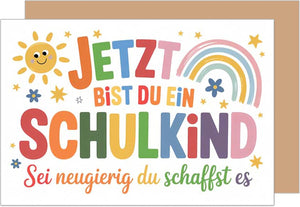 Edition Seidel Premium Glückwunschkarte zur Einschulung mit Umschlag. Einschulungskarte Karte zum Schulanfang Grußkarte Spruch Schulkind Mädchen Junge 1. Klasse (ES165 SW025)