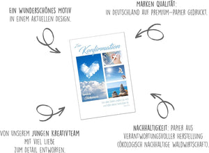 Edition Seidel Premium Glückwunschkarte zur Konfirmation mit Umschlag. Konfirmationskarte mit Spruch Karte Grusskarte Himmel Meer Wolken Kreuz Junge Mädchen (KF287 SW023)