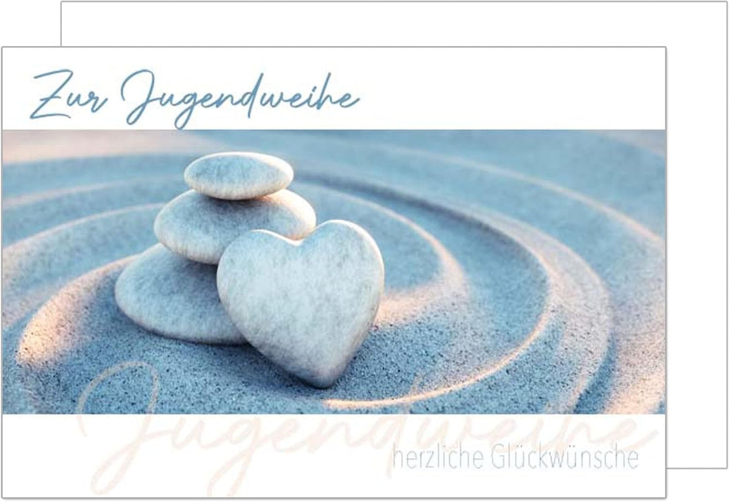Edition Seidel Premium Glückwunschkarte zur Jugendweihe mit Umschlag. Jugendweihekarte Karte mit Spruch Grusskarte Steine Herz Junge Mädchen (JW130 SW024)