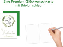 Laden Sie das Bild in den Galerie-Viewer, Edition Seidel Premium Glückwunschkarte zur Konfirmation mit Umschlag. Konfirmationskarte Karte Grusskarte Taube grüne Zweige Junge Mädchen (KF300 SW023)

