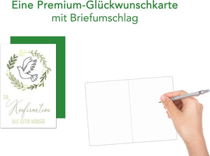 Edition Seidel Premium Glückwunschkarte zur Konfirmation mit Umschlag. Konfirmationskarte Karte Grusskarte Taube grüne Zweige Junge Mädchen (KF300 SW023)