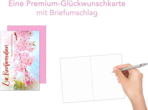 Edition Seidel Premium Glückwunschkarte zur Konfirmation mit Umschlag. Konfirmationskarte Karte Grusskarte rosa Blüten Junge Mädchen Karte (KF274a SW022)