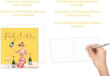 Laden Sie das Bild in den Galerie-Viewer, Edition Seidel Premium quadratische Geburtstagskarte mit Umschlag. Glückwunschkarte Have a fabulous Birthday Billet Karte für Frau Freundin Sekt Sektgläser anstoßen (GQ290 SW024)
