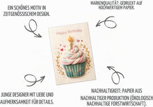 Laden Sie das Bild in den Galerie-Viewer, Edition Seidel Premium Glückwunschkarte zum Geburtstag mit Umschlag. Geburtstagskarte Grußkarte Karte Klappkarte Spruch Englisch Happy Birthday Frau Freundin Cupcake Liebe Kerze (G4383 SW026)
