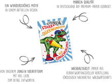 Laden Sie das Bild in den Galerie-Viewer, Edition Seidel Premium Glückwunschkarte zur Einschulung mit Umschlag. Einschulungskarte mit Spruch Karte Grusskarte Kind Mädchen Junge Schulanfang 1. Klasse Dinosaurier (ES146 SW024)
